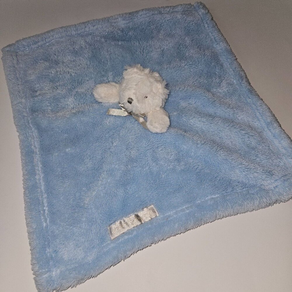 Blankets & Beyond Blue White Teddy Bear Lovey Fleece Plush Baby Toy
